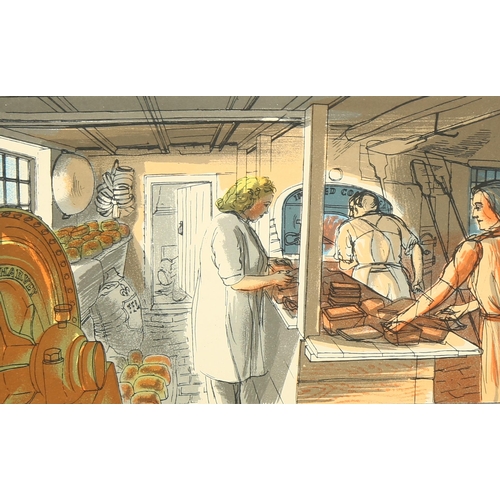 761 - Edward Bawden (1903 - 1989), the baker/a village store, colour lithograph published by The Curwen Pr... 