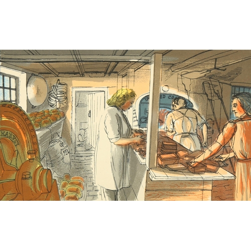 761 - Edward Bawden (1903 - 1989), the baker/a village store, colour lithograph published by The Curwen Pr... 