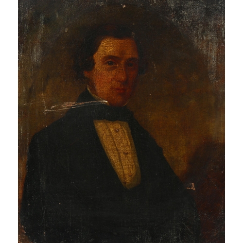 766 - 19th century British School, portrait of a gentleman, oil on canvas, unsigned, 35cm x 30cm, unframed