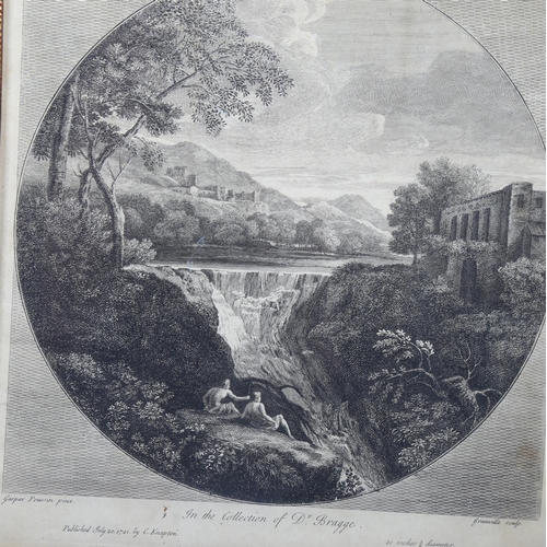 768 - After Gaspar Poussin, the waterfall, engraving by Granville 1741, plate 36cm x 34cm, framed