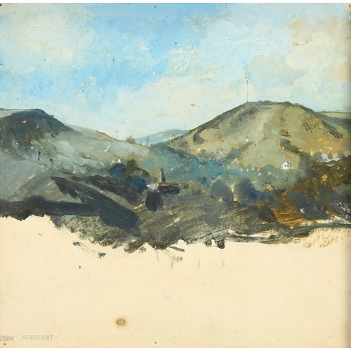 769 - John Sergeant (1937 - 2010), landscape study, oil on paper, signed with stamp, 24cm x 24cm, framed