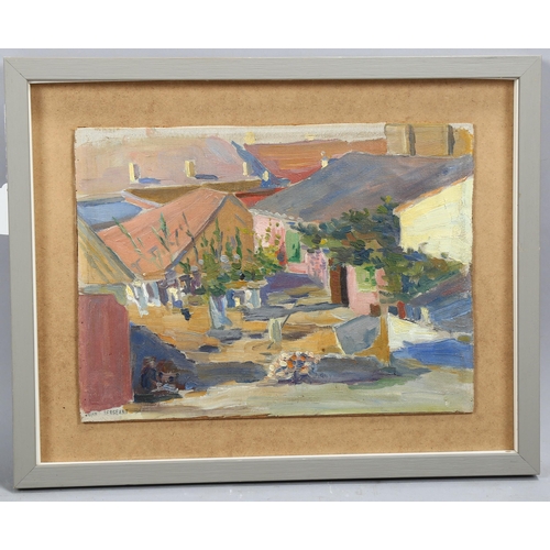 774 - John Sergeant (1937 - 2010), landscape study, oil on board, signed with a stamp, 25cm x 35cm, framed