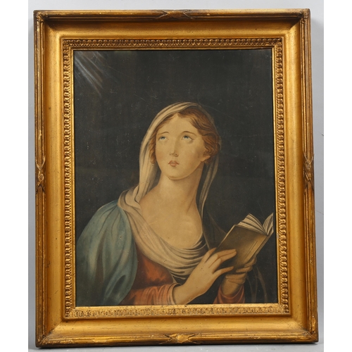 778 - 19th century British School, study of the Virgin Mary, watercolour, unsigned, 42cm x 33cm, framed