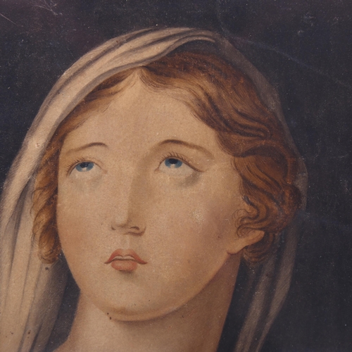 778 - 19th century British School, study of the Virgin Mary, watercolour, unsigned, 42cm x 33cm, framed