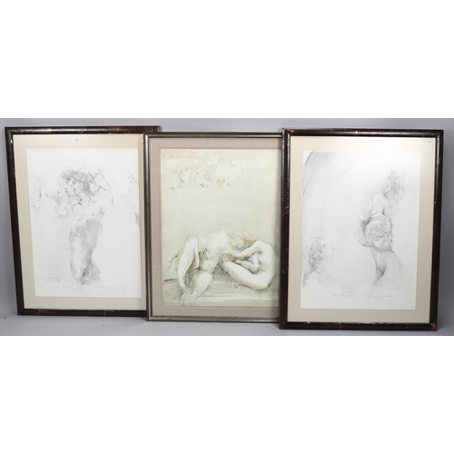 784 - 3 contemporary limited edition life studies, lithographs, indistinctly signed in pencil, sheet size ... 