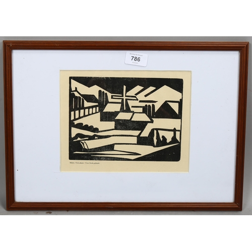 786 - Jacoba Van Heemskerck, Muhle, woodcut from a suite of 7 for Sturm Bilderbuch VII 1924, image 15cm x ... 