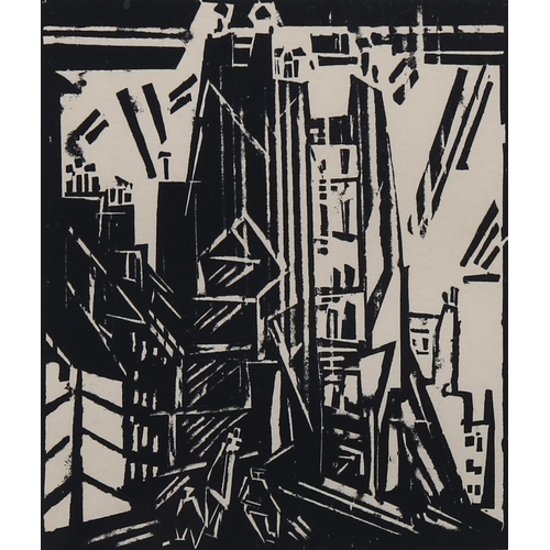 789 - Lyonel Feininger, (1877 - 1956), Rue St Jacques Paris 1919, woodcut print, Prasse W4611, image 13cm ... 