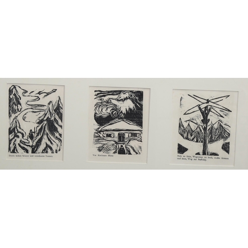 790 - Nele Van De Velde, 3 woodcuts for Kirchner Genius issue circa 1920, image 13cm x 10cm, mounted in co... 