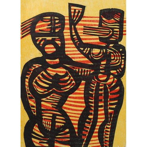 794 - Cecil Skotnes, South Africa, woodcut print 1967, image 25cm x 18cm, framed