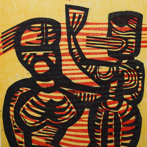 794 - Cecil Skotnes, South Africa, woodcut print 1967, image 25cm x 18cm, framed