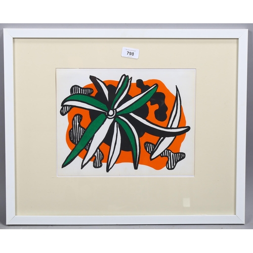 798 - Fernand Leger, abstract, lithograph for Homage Leger 1971 XXe Siecle, 23cm x 30cm, framed