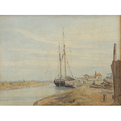 804 - John Lewis Roget (1828 - 1908), boats of the Stour Sandwich, watercolour and pencil, unsigned with i... 