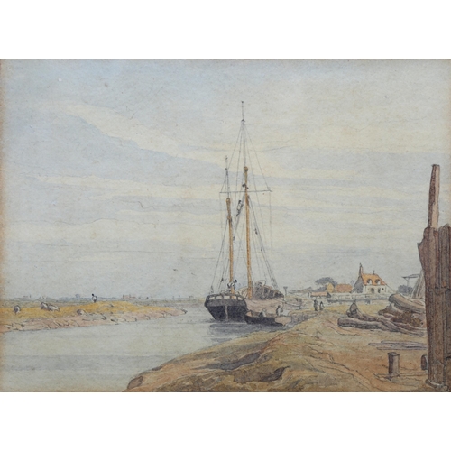 804 - John Lewis Roget (1828 - 1908), boats of the Stour Sandwich, watercolour and pencil, unsigned with i... 