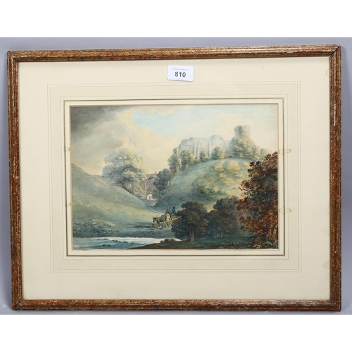 810 - John Swete (1752 - 1821), Rosslin Castle Mithlothian, unsigned, label verso, 21cm x 30cm, framed