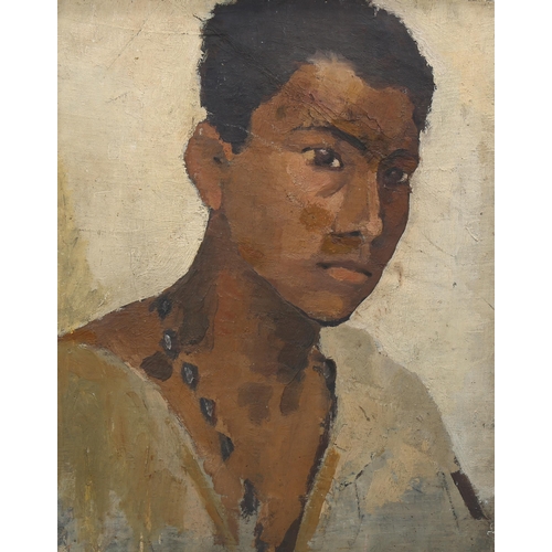 815 - Mid-20th century portrait of a man, oil on canvas laid on board, 40cm x 30cm, framed