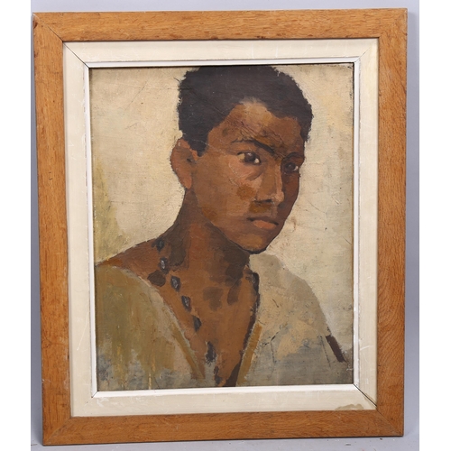 815 - Mid-20th century portrait of a man, oil on canvas laid on board, 40cm x 30cm, framed