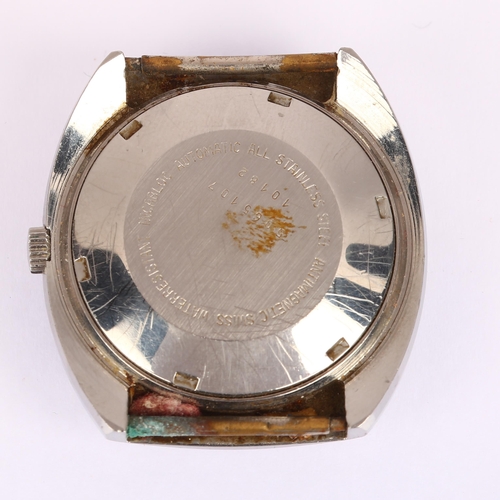 1012 - TECHNOS - a stainless steel automatic wristwatch head, ref. 10182, circa 1970s, red ombre dial with ... 