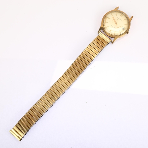 1017 - GARRARD - a 9ct gold automatic wristwatch, silvered dial with applied gilt baton hour markers and da... 