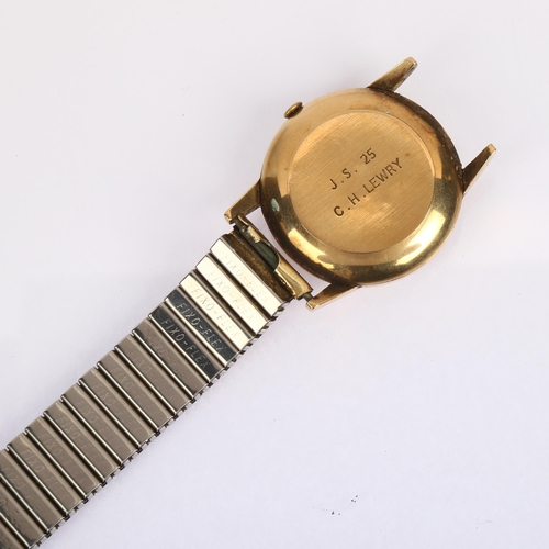 1017 - GARRARD - a 9ct gold automatic wristwatch, silvered dial with applied gilt baton hour markers and da... 