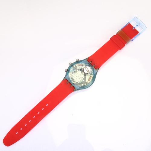 1020 - SWATCH - a plastic Chrono JFK quartz chronograph wristwatch, ref. FCN103, circa 1992, white dial wit... 