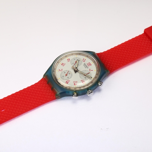 1020 - SWATCH - a plastic Chrono JFK quartz chronograph wristwatch, ref. FCN103, circa 1992, white dial wit... 