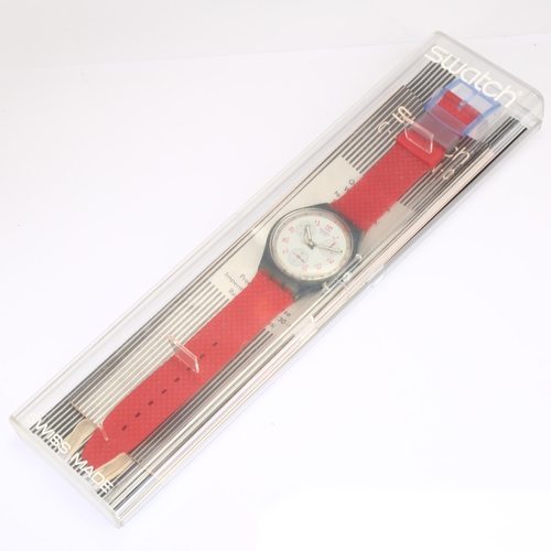 1020 - SWATCH - a plastic Chrono JFK quartz chronograph wristwatch, ref. FCN103, circa 1992, white dial wit... 