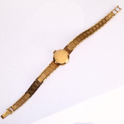 1027 - OMEGA - a lady's 9ct gold mechanical bracelet watch, circa 1966, silvered dial with applied gilt bat... 