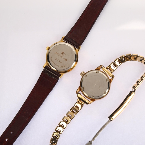 1030 - 2 lady's wristwatches, comprising Raymond Weil quartz, and Nivada, only Nivada working (2)