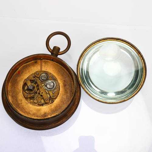 1034 - A large Victorian Goliath ball clock, white enamel dial with gilded lilac enamel Arabic hour markers... 