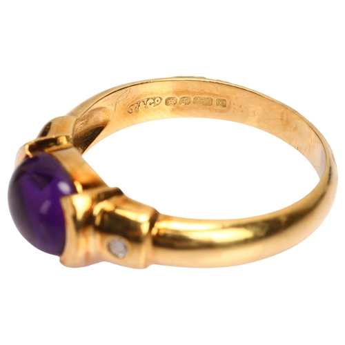 1101 - A late 20th century 18ct gold amethyst and diamond ring, maker's mark T&Co, Sheffield 1997, set with... 