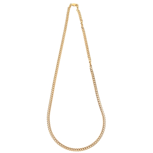 1146 - An 18ct gold flat curb link chain necklace, length 50cm, 32.2g