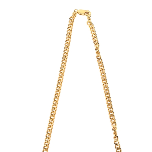 1146 - An 18ct gold flat curb link chain necklace, length 50cm, 32.2g