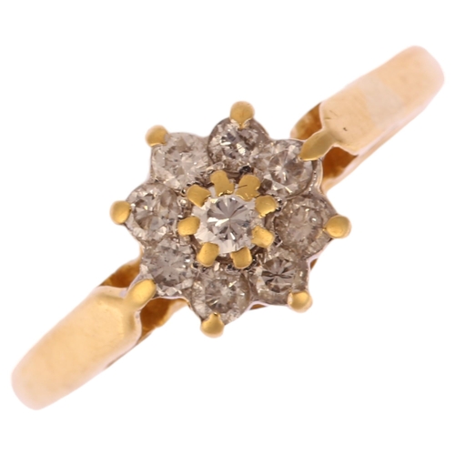 1159 - A late 20th century 18ct gold diamond flowerhead cluster ring, maker GJ, Birmingham 1988, set with m... 