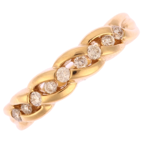 1166 - A modern 9ct gold diamond half eternity ring, maker CJ, Birmingham 2000, set with modern round brill... 