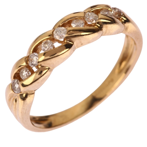 1166 - A modern 9ct gold diamond half eternity ring, maker CJ, Birmingham 2000, set with modern round brill... 