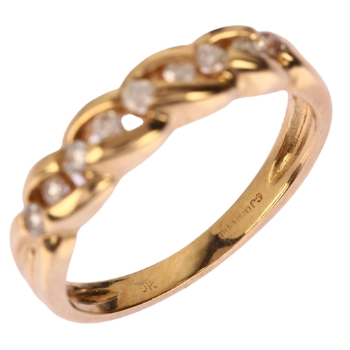 1166 - A modern 9ct gold diamond half eternity ring, maker CJ, Birmingham 2000, set with modern round brill... 