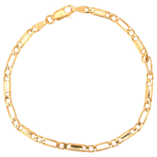 1177 - An Italian 18ct gold figaro link chain bracelet, length 20cm, 8g