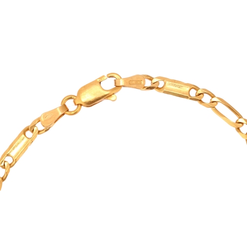 1177 - An Italian 18ct gold figaro link chain bracelet, length 20cm, 8g