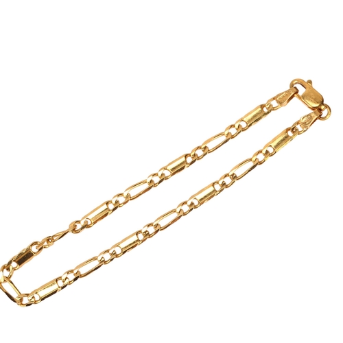 1177 - An Italian 18ct gold figaro link chain bracelet, length 20cm, 8g