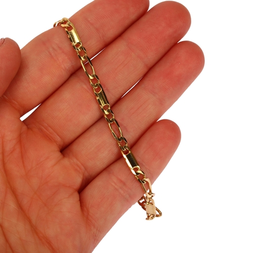 1177 - An Italian 18ct gold figaro link chain bracelet, length 20cm, 8g