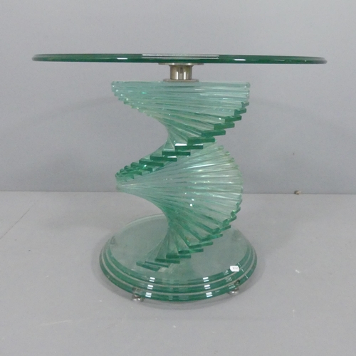 2011 - A contemporary circular glass-topped occasional table on stepped spiral base, in the manner of Danny... 