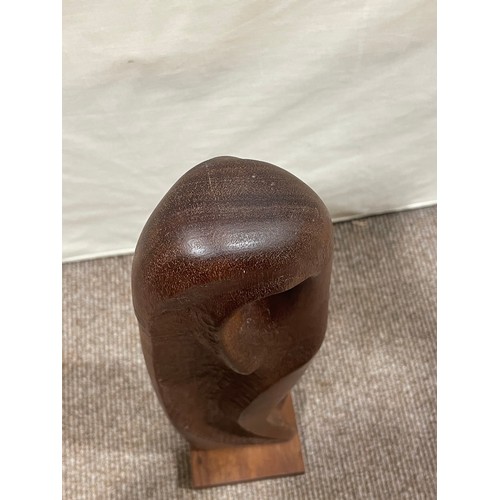 434 - A mid 20th century abstract carved teak sculpture, no makers marks, height 44.5cm