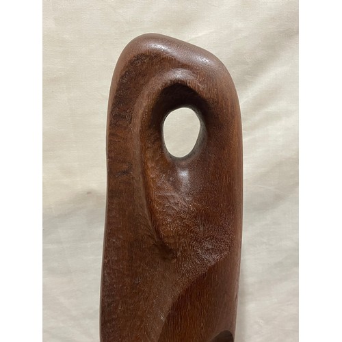 434 - A mid 20th century abstract carved teak sculpture, no makers marks, height 44.5cm
