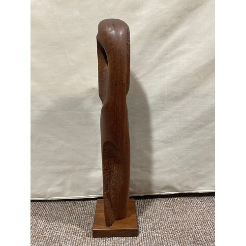 434 - A mid 20th century abstract carved teak sculpture, no makers marks, height 44.5cm