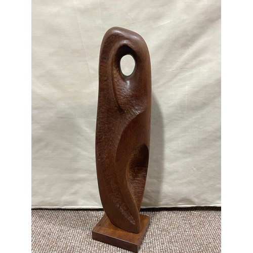 434 - A mid 20th century abstract carved teak sculpture, no makers marks, height 44.5cm