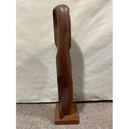 434 - A mid 20th century abstract carved teak sculpture, no makers marks, height 44.5cm