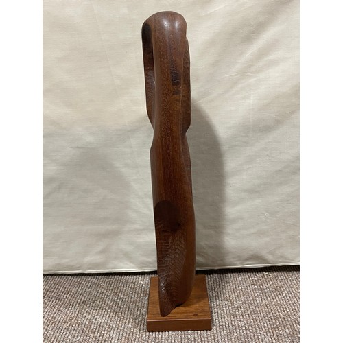 434 - A mid 20th century abstract carved teak sculpture, no makers marks, height 44.5cm