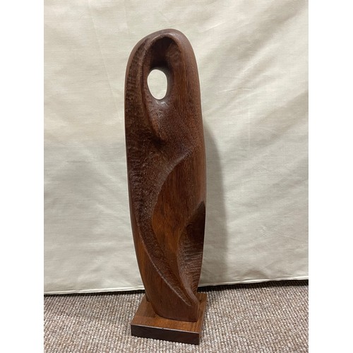 434 - A mid 20th century abstract carved teak sculpture, no makers marks, height 44.5cm