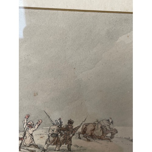 809 - John Augustus Atkinson (1775 - 1830), watercolour over a printed base, retreat of the French Grand A... 