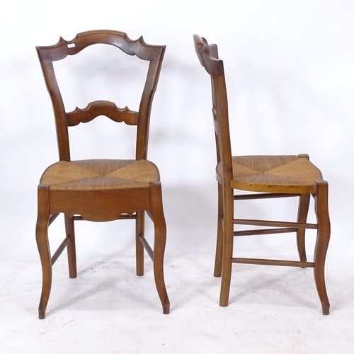 2295 - A pair of 19th century French rush-seated parlour chairs